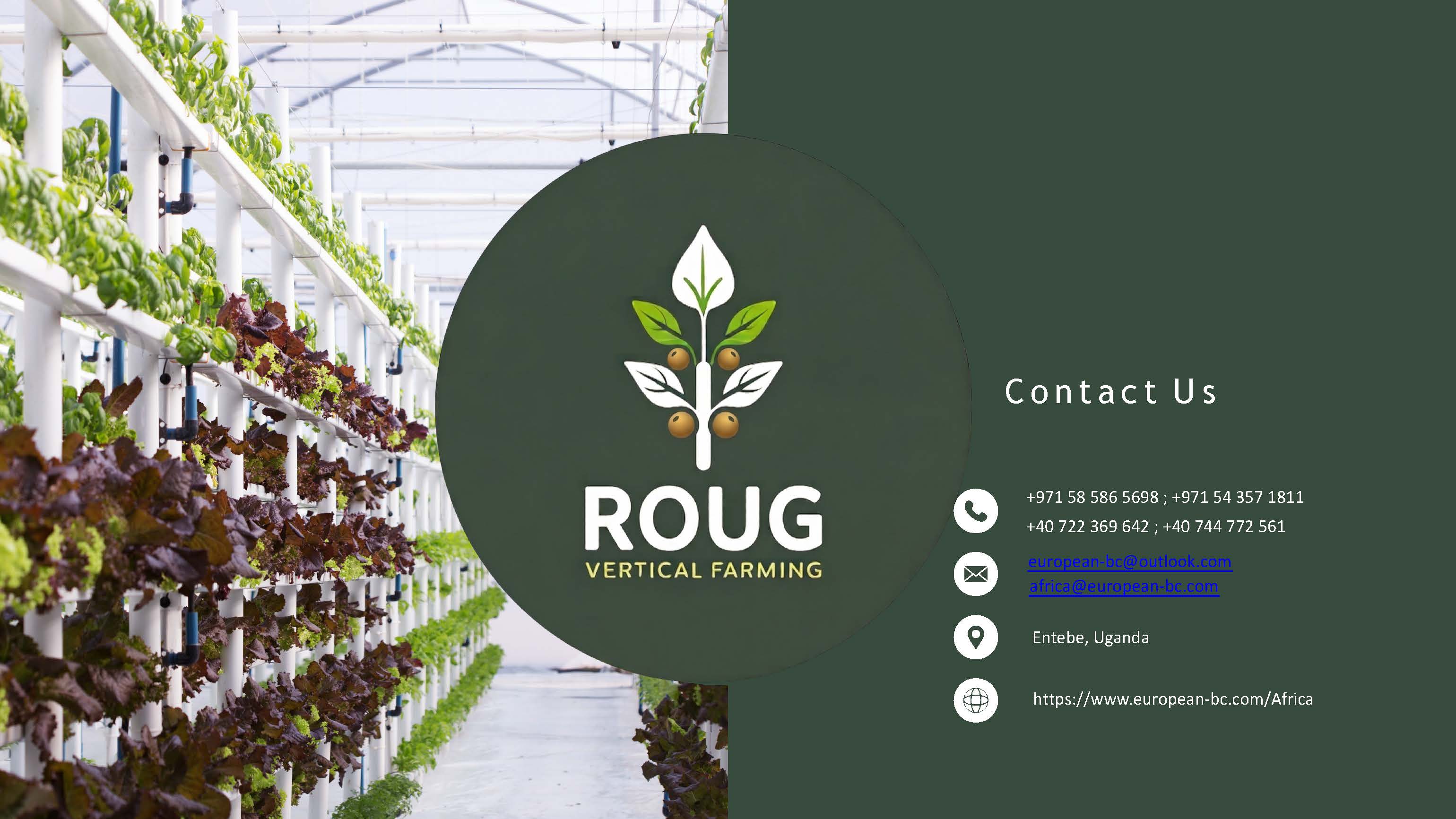 ROUG Vocational Academy Presentation: Strategic agricultural exports, hands-on training, and greenhouse automation parameters.